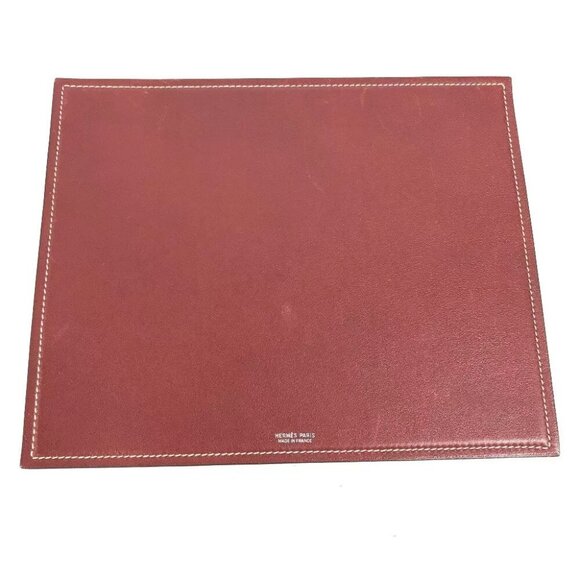 HERMES Bicolor PC PC interior Logo Mouse Pad Leather Red/Brown - Picture 11 of 12